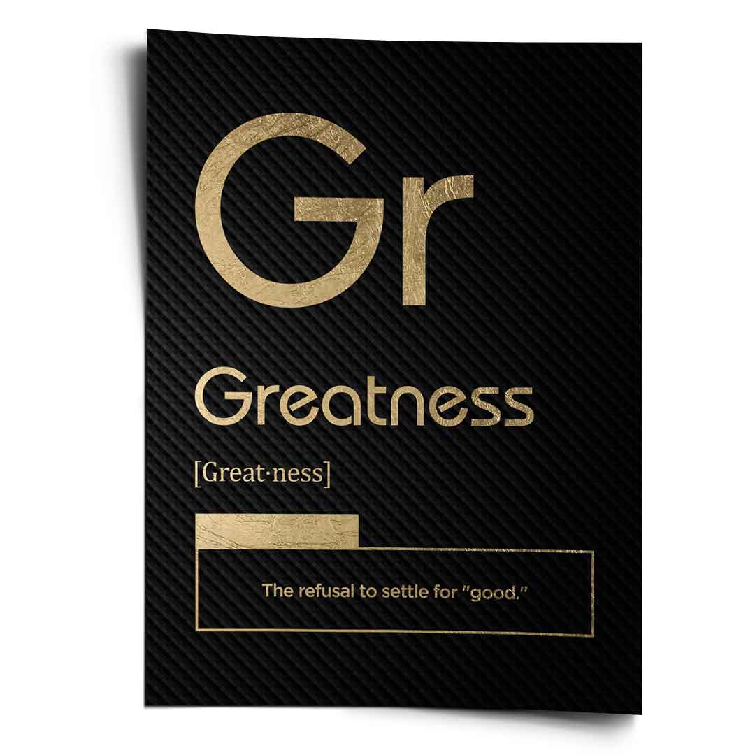 DOTCOMCANVAS® Greatness (Gr) Poster Version Schwarz – Vorderansicht