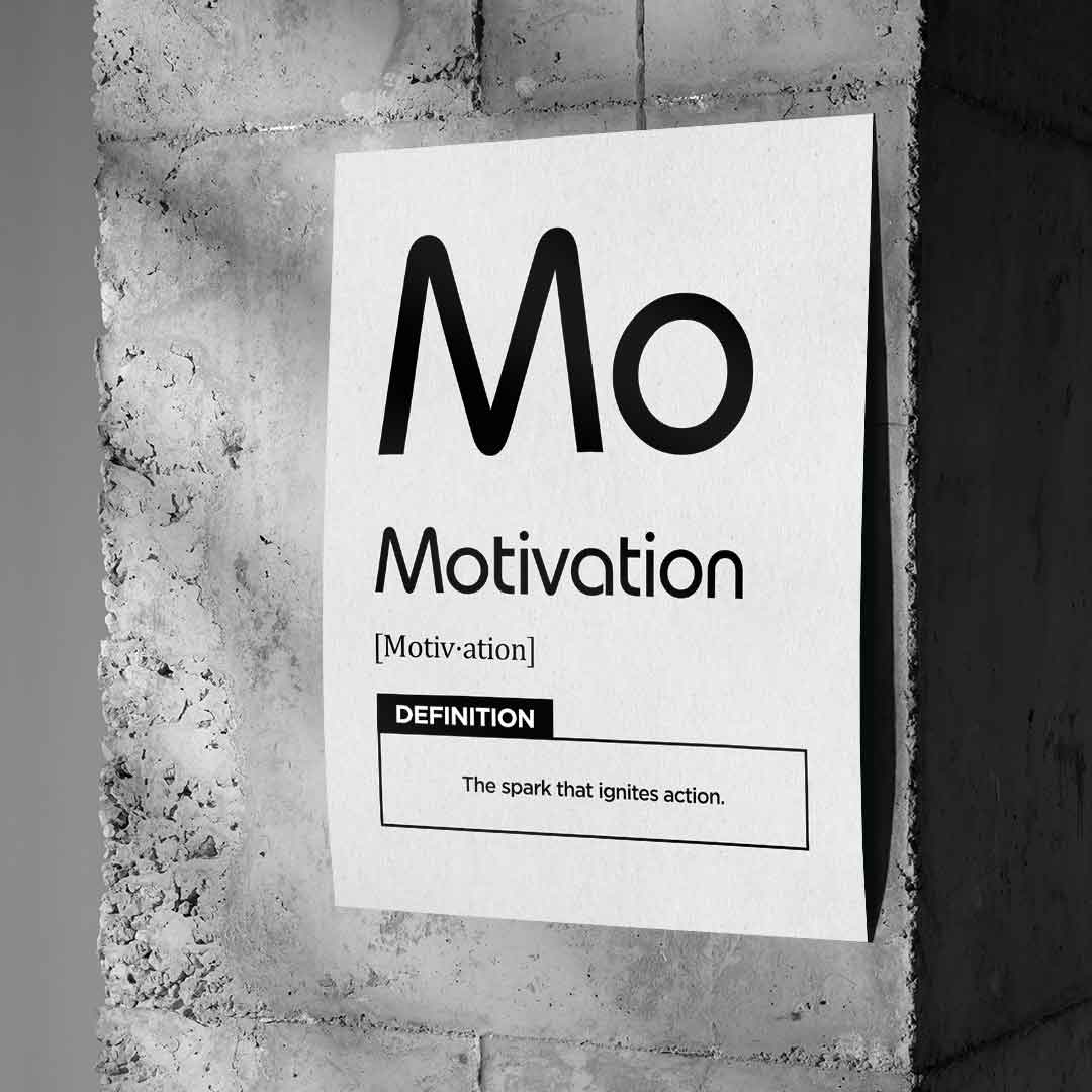 DOTCOMCANVAS® Motivation (Mo) Poster Version Weiß – Wand-Mockup