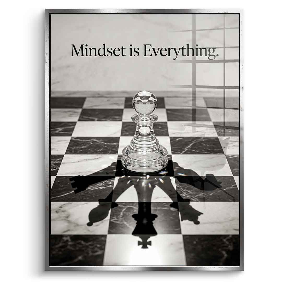 DOTCOMCANVAS Mindset is Everything Acrylglasbild Frontansicht Silber Rahmen