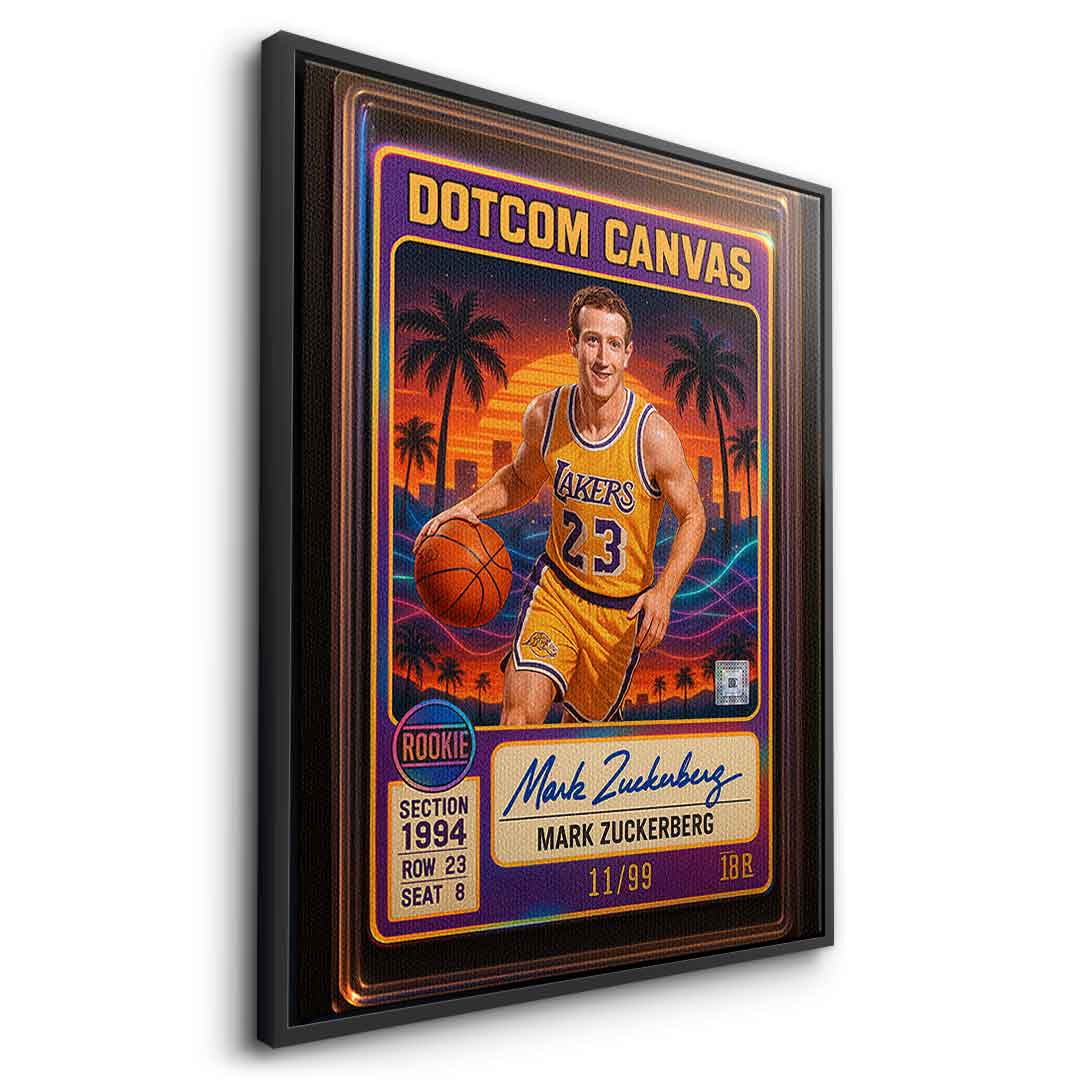 DOTCOMCANVAS Mark Zuckerberg Basketball Card Leinwandbild Seitenansicht Schwarz