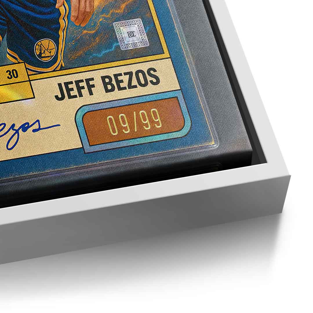 DOTCOMCANVAS® Jeff Bezos Basketball Card Leinwandbild Weißer Rahmen Detail
