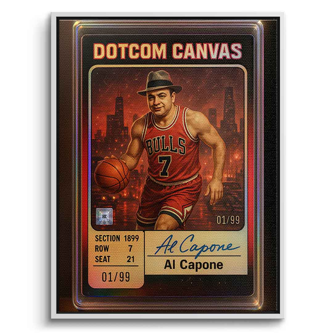 DOTCOMCANVAS Al Capone Basketball Card Leinwandbild Front Weißer Rahmen