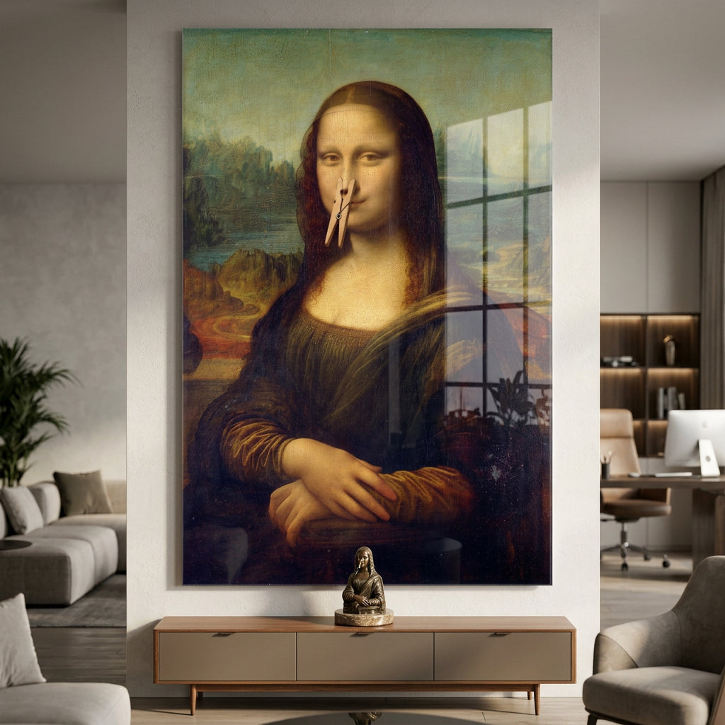 DOTCOMCANVAS Mona Lisa 2 for Toilett Acrylglasbild – Humor Klassik WC Wandbild