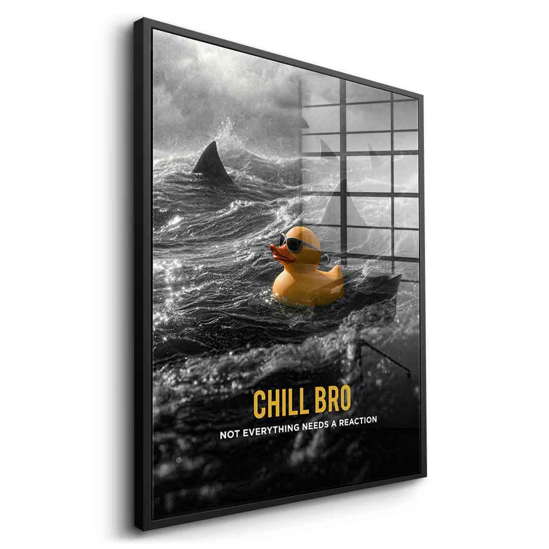 Seitenansicht Acrylglasbild Chill Bro mit schwarzem Rahmen