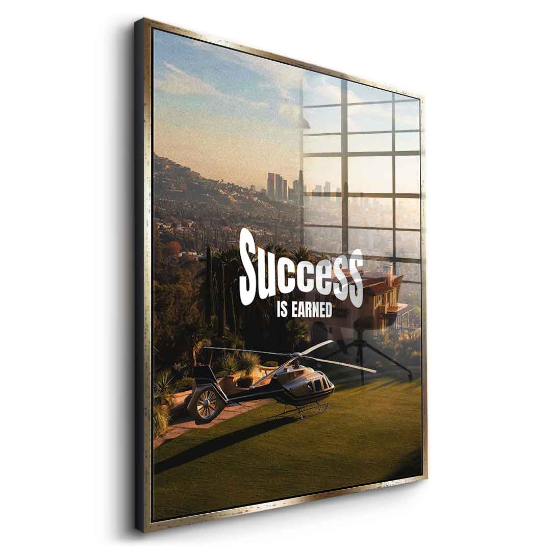 DOTCOMCANVAS Success is Earned Acrylglasbild Aufhängung Galerie-Standard