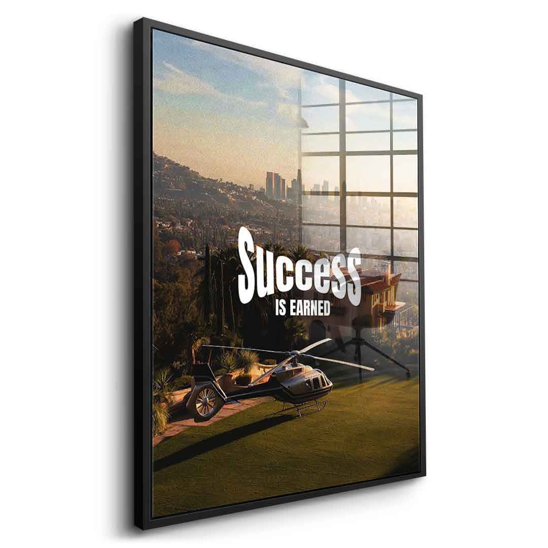 DOTCOMCANVAS Success is Earned Acrylglasbild Eckendetail Hochglanz-Oberfläche