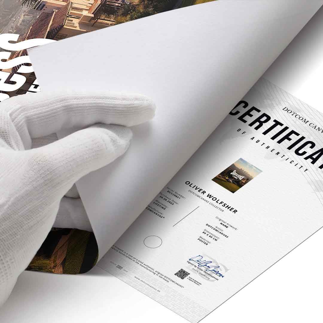 DOTCOMCANVAS Success is Earned Poster Echtheitszertifikat Handgefertigt