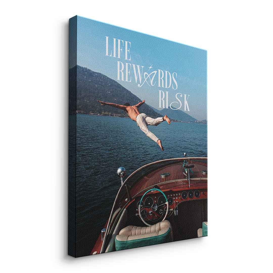 DOTCOMCANVAS Life Rewards Risk Leinwandbild Seitenansicht ohne Rahmen
