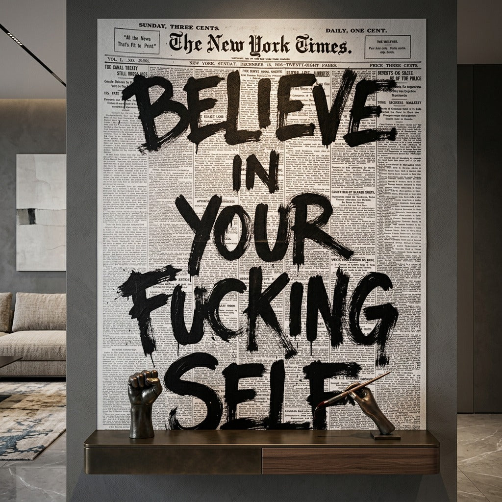 Believe in your f***ing self Poster - Raum Mockup