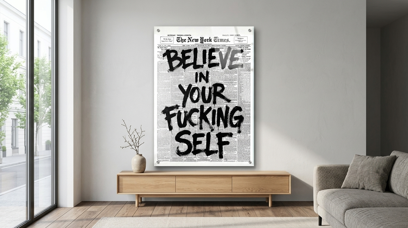 Believe in your fucking self Acryl Banner