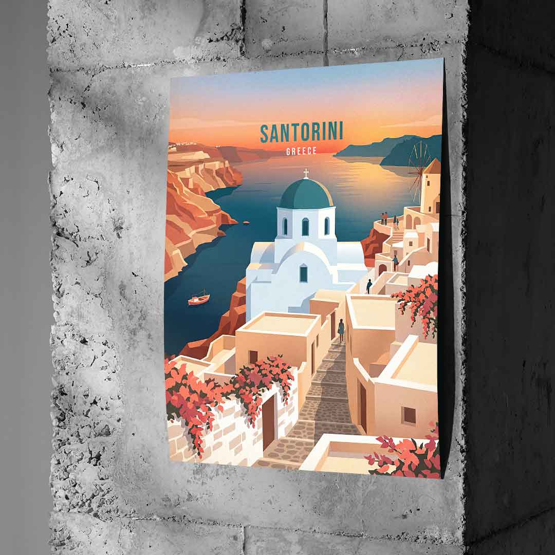 Santorini Poster Beton Wall