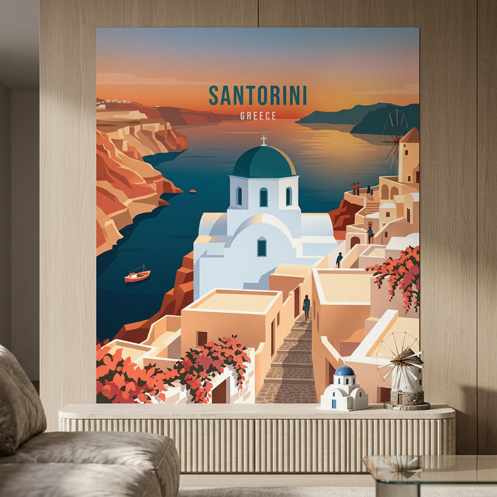 Santorini Poster Raum-Mockup