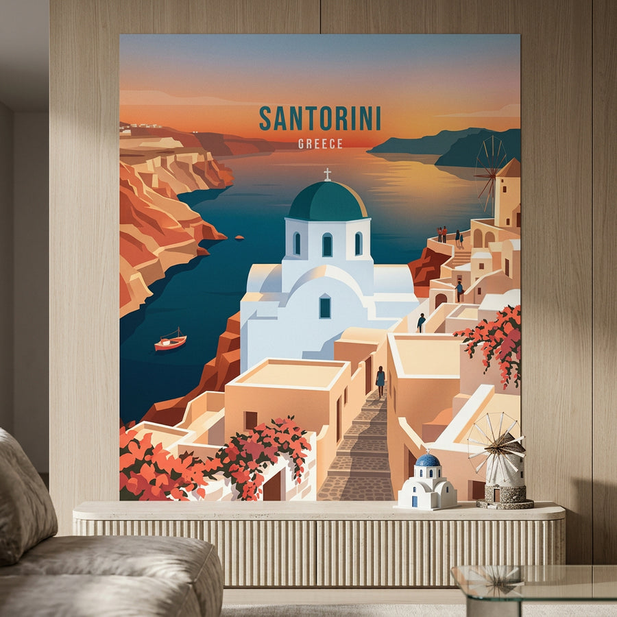 Santorini Poster Raum-Mockup