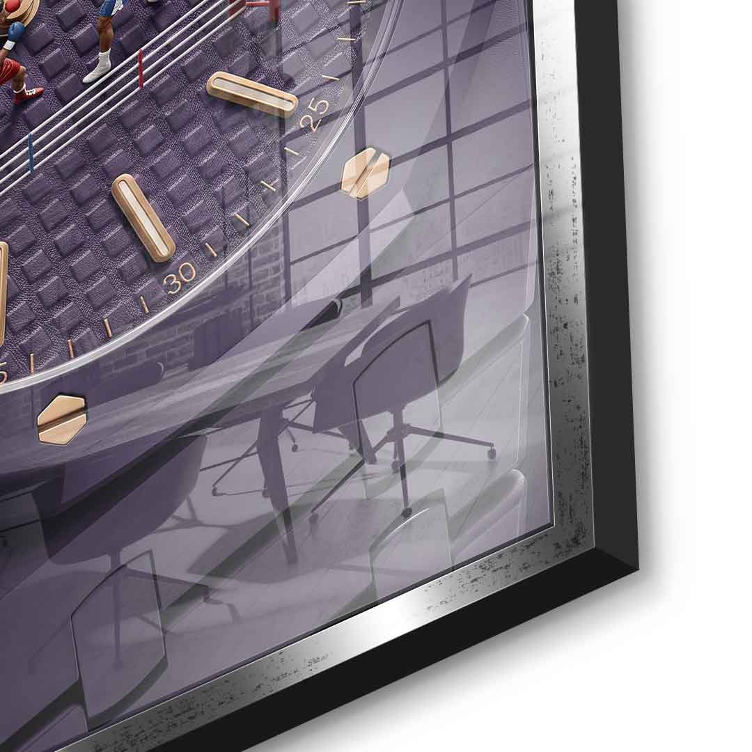 Luxury Timepiece – Boxing Acrylglasbild Detail silberner Rahmen