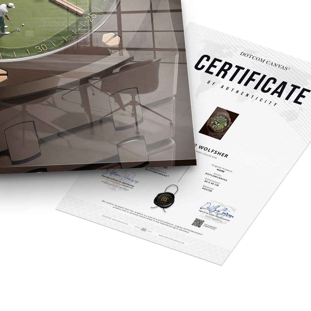 Luxury Timepiece – Golf Acrylglasbild Echtheitszertifikat