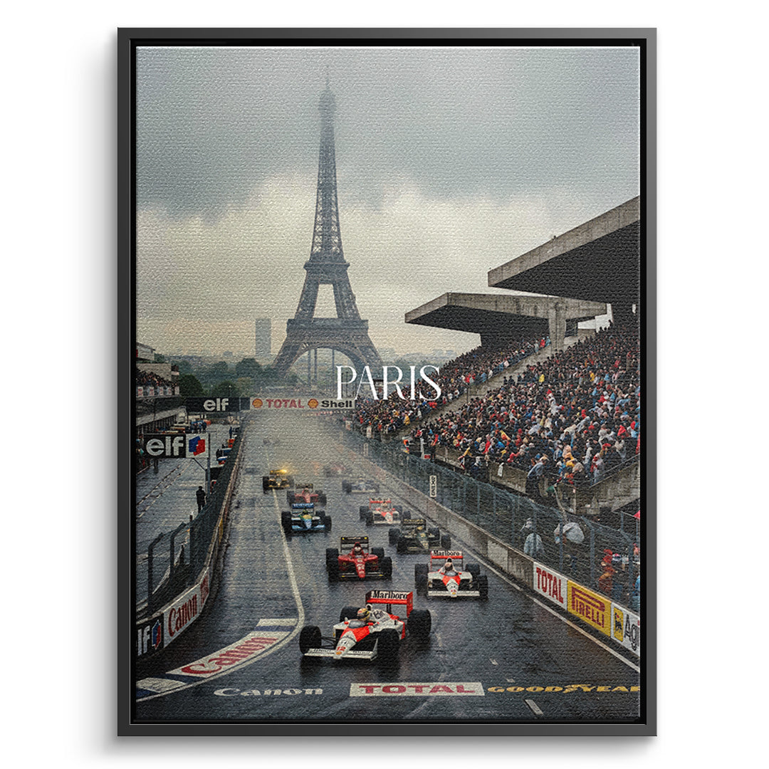 Paris F1 Leinwandbild – Schwarzer Rahmen