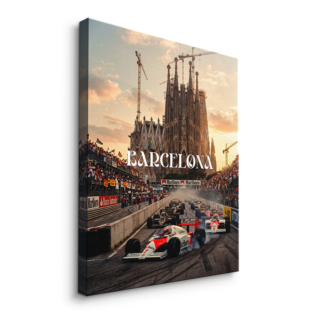 DOTCOMCANVAS Barcelona F1 Leinwandbild Seitenansicht ohne Rahmen