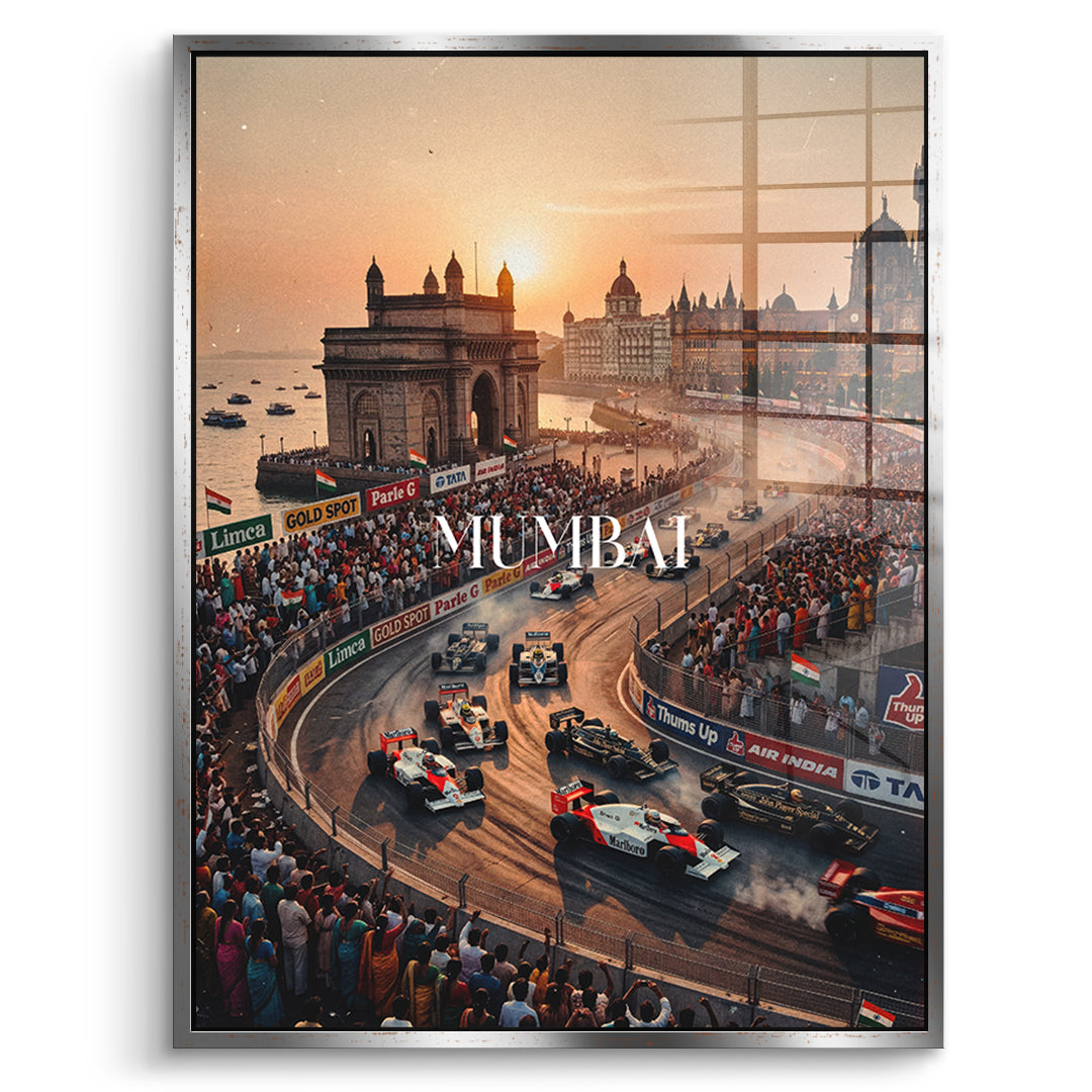 Mumbai F1 Acrylglas Silberner Rahmen