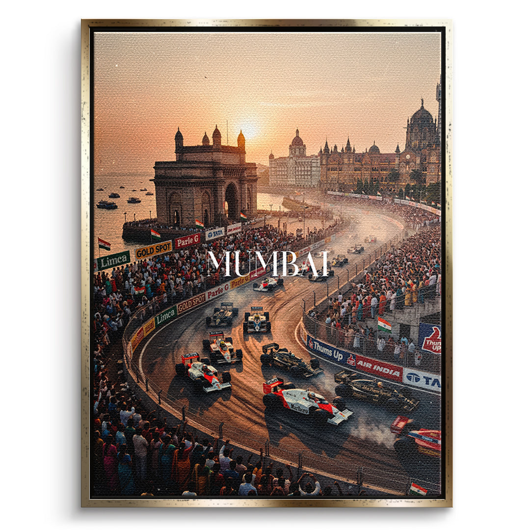 Mumbai F1 Leinwandbild Goldener Rahmen
