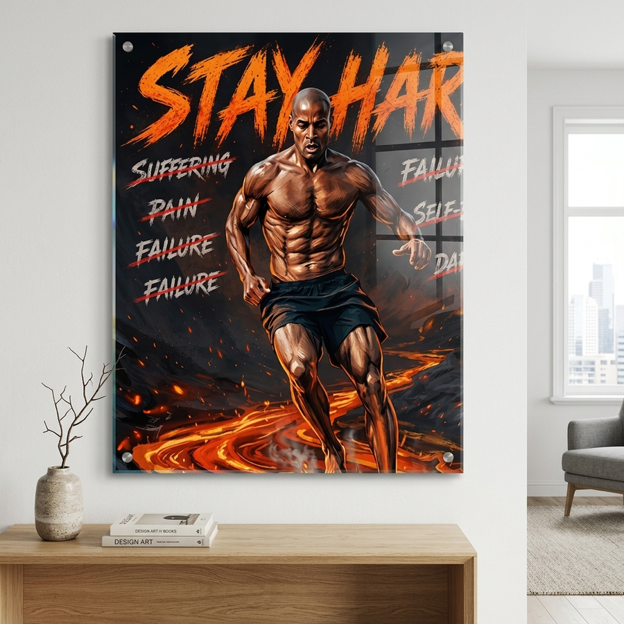 Stay Hard Acrylglas Raum-Mockup