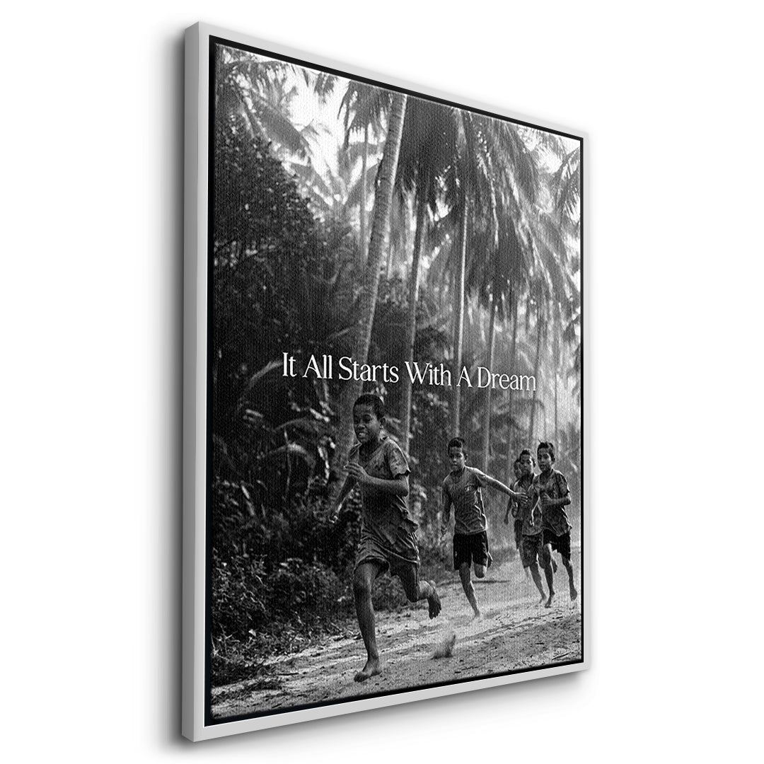 Dream Track and Field Leinwandbild Schwarzweiß Seitenansicht Weiß