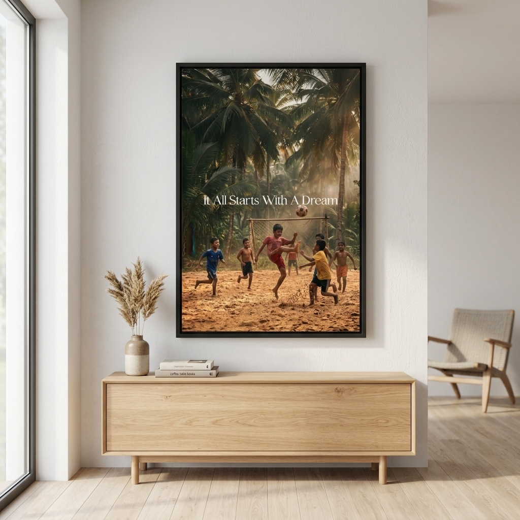 Dream Football Leinwand Raum-Mockup