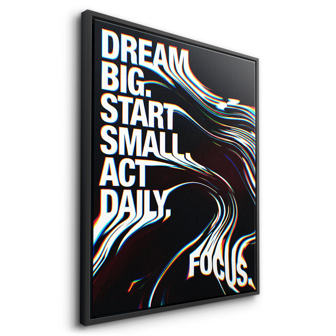 DOTCOMCANVAS Act Daily Leinwandbild Seitenansicht Schwarzer Rahmen