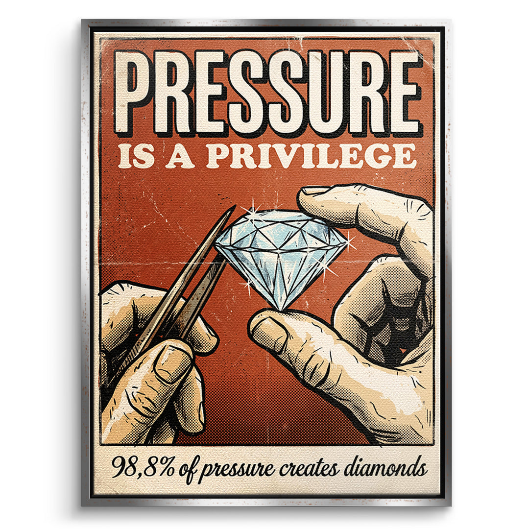 DOTCOMCANVAS Leinwandbild Pressure Is A Privilege im silbernen Premium-Rahmen