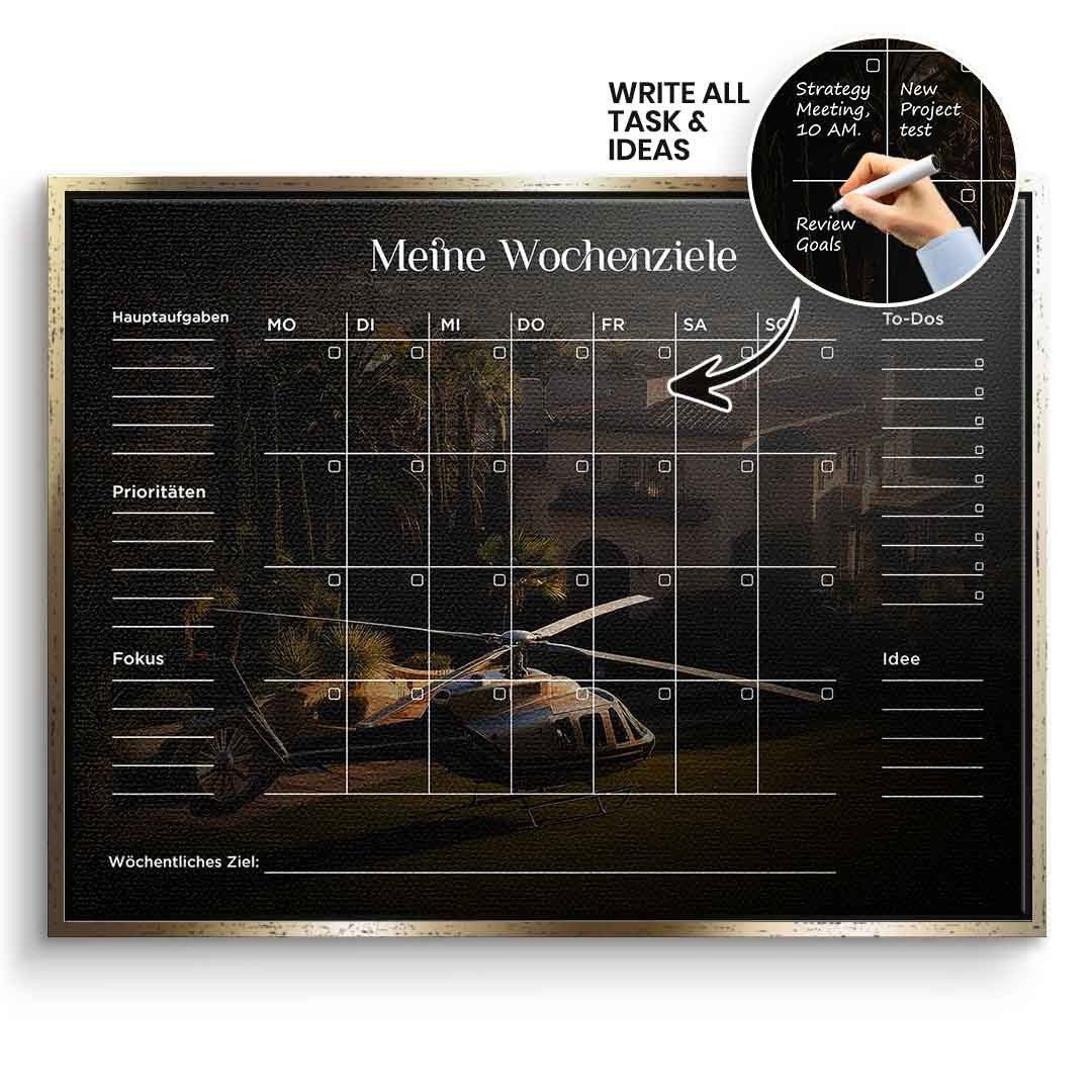 DOTCOMCANVAS Leinwandbild Success Planner 2.0 (Deutsch) im goldenen Premium-Rahmen