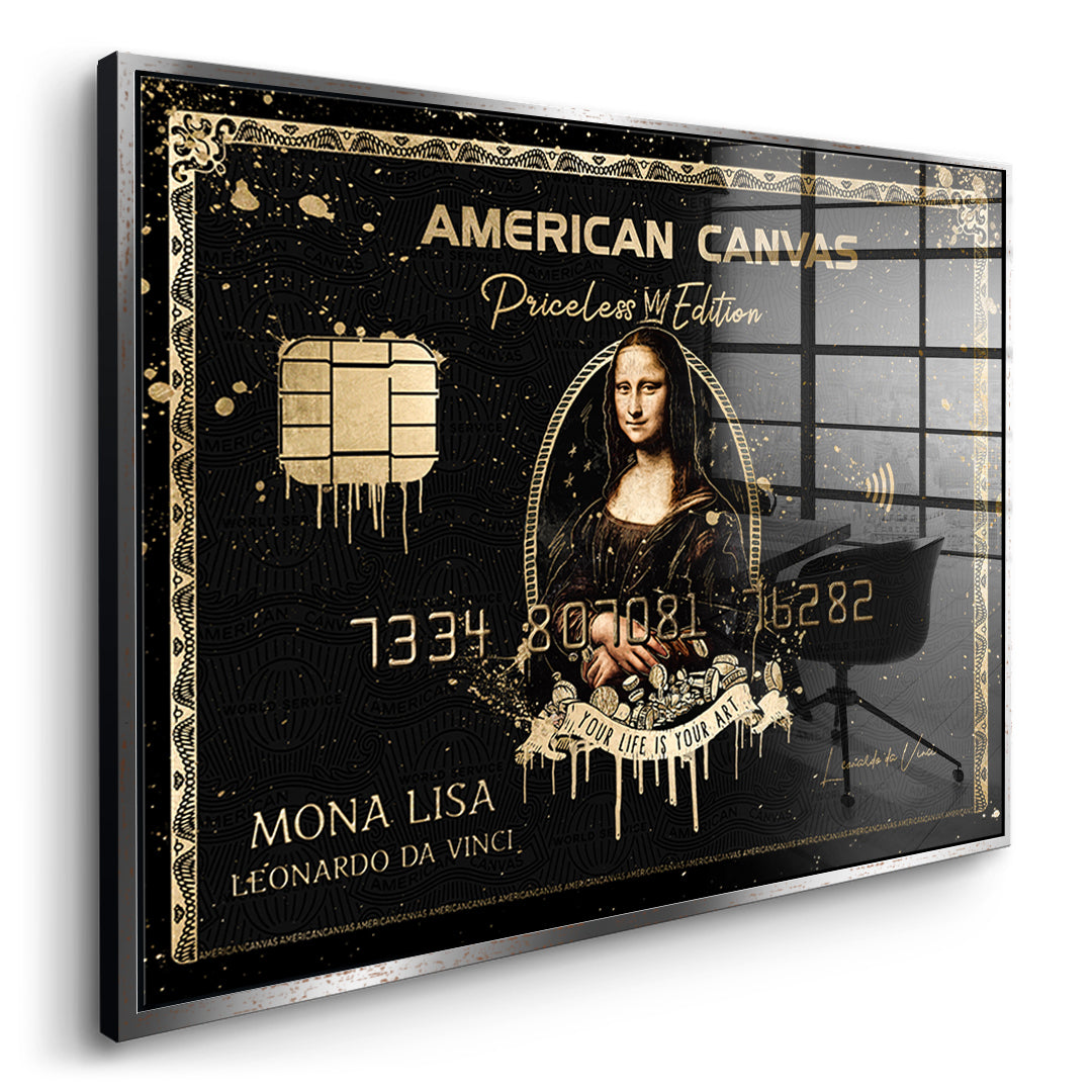 Seitenansicht des Acrylglasbilds Royal American Canvas Mona Lisa im silbernen Rahmen