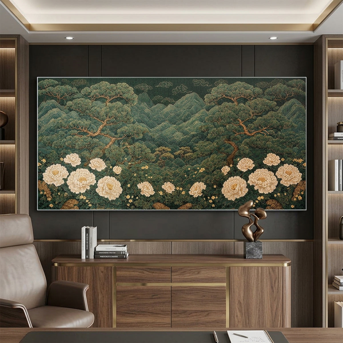 Acrylglasbild Beautiful Garden an der Wand eines modernen Wohnraums