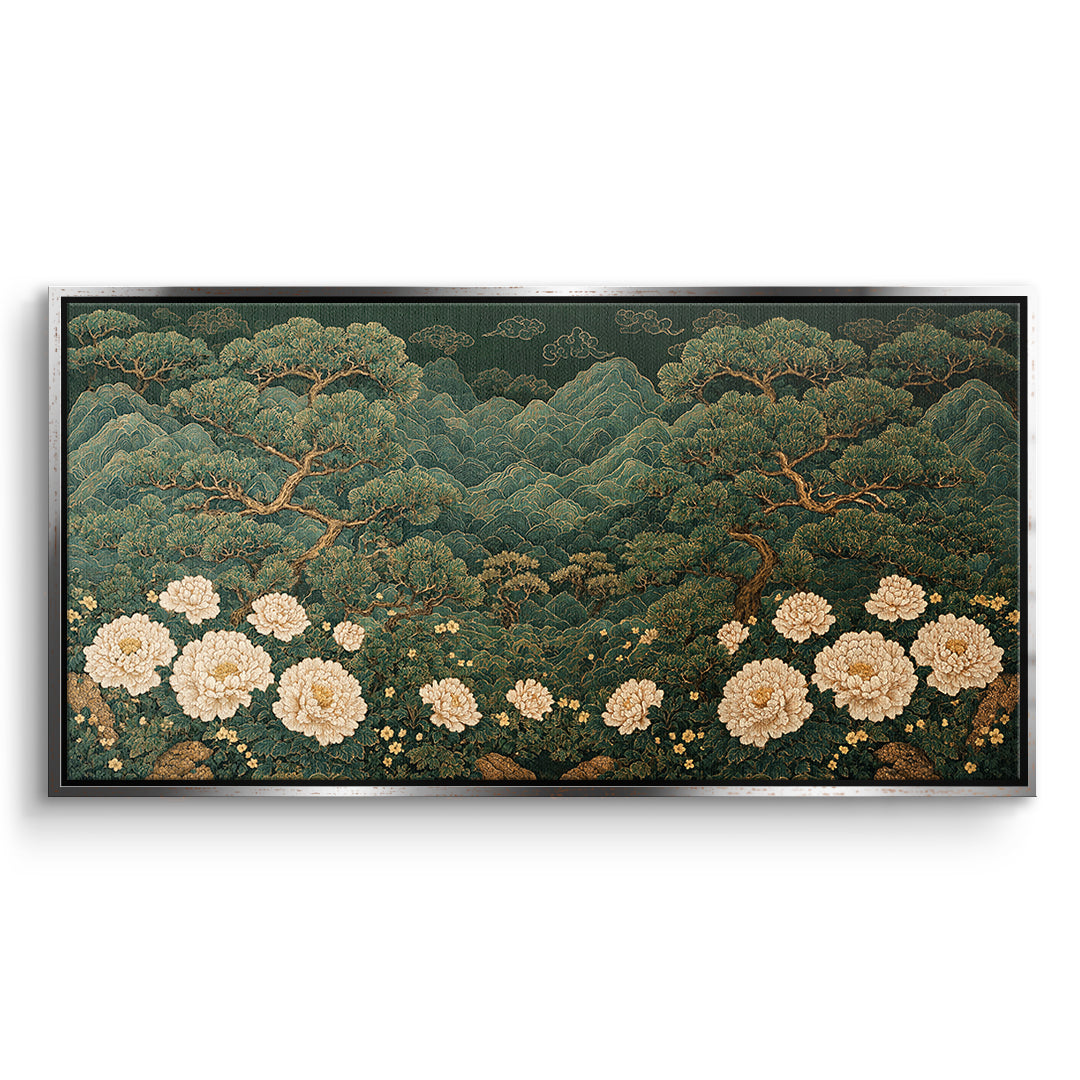DOTCOMCANVAS Leinwandbild Beautiful Garden im silbernen Premium-Rahmen