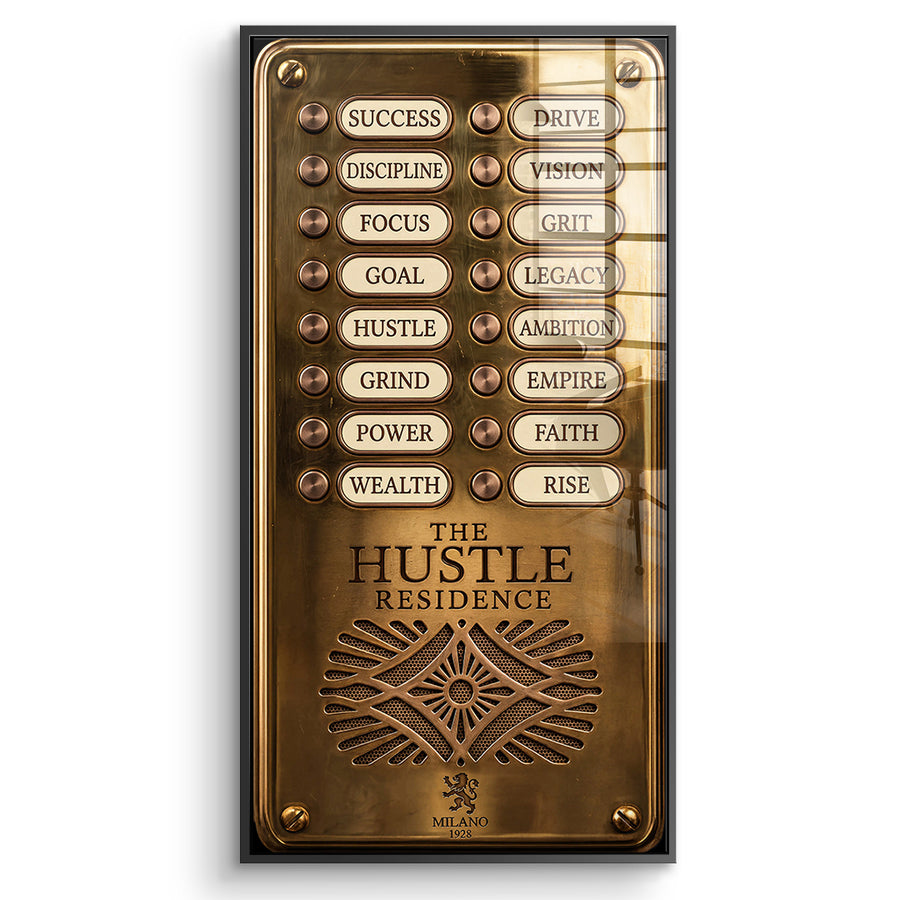 DOTCOMCANVAS Acrylglasbild Hustle Residence im schwarzen Premium-Rahmen