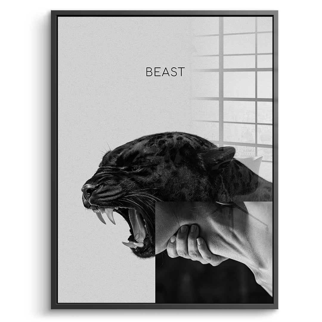 DOTCOMCANVAS Acrylglasbild Beast Grey im schwarzen Premium-Rahmen