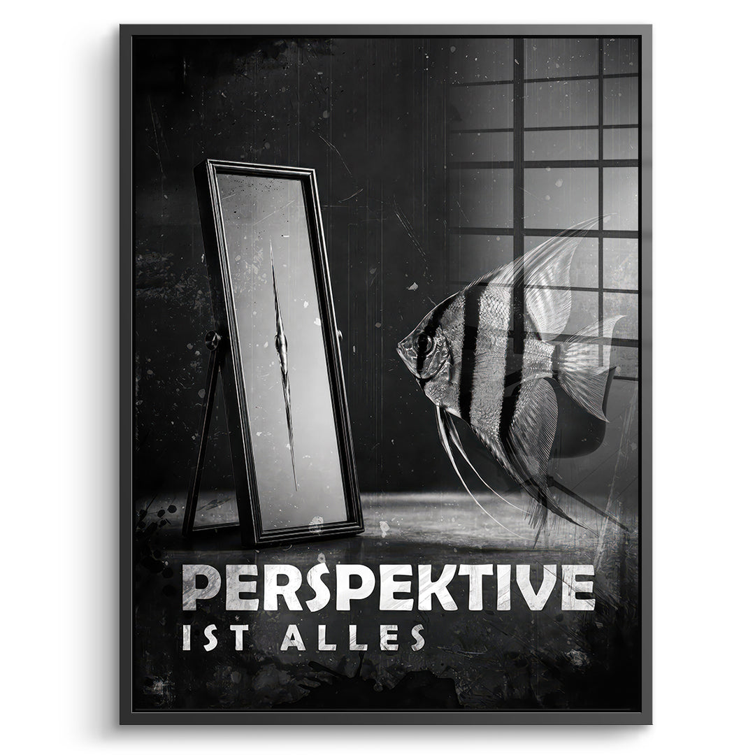 DOTCOMCANVAS Acrylglasbild Perspective Is Everything (Deutsch) im schwarzen Premium-Rahmen