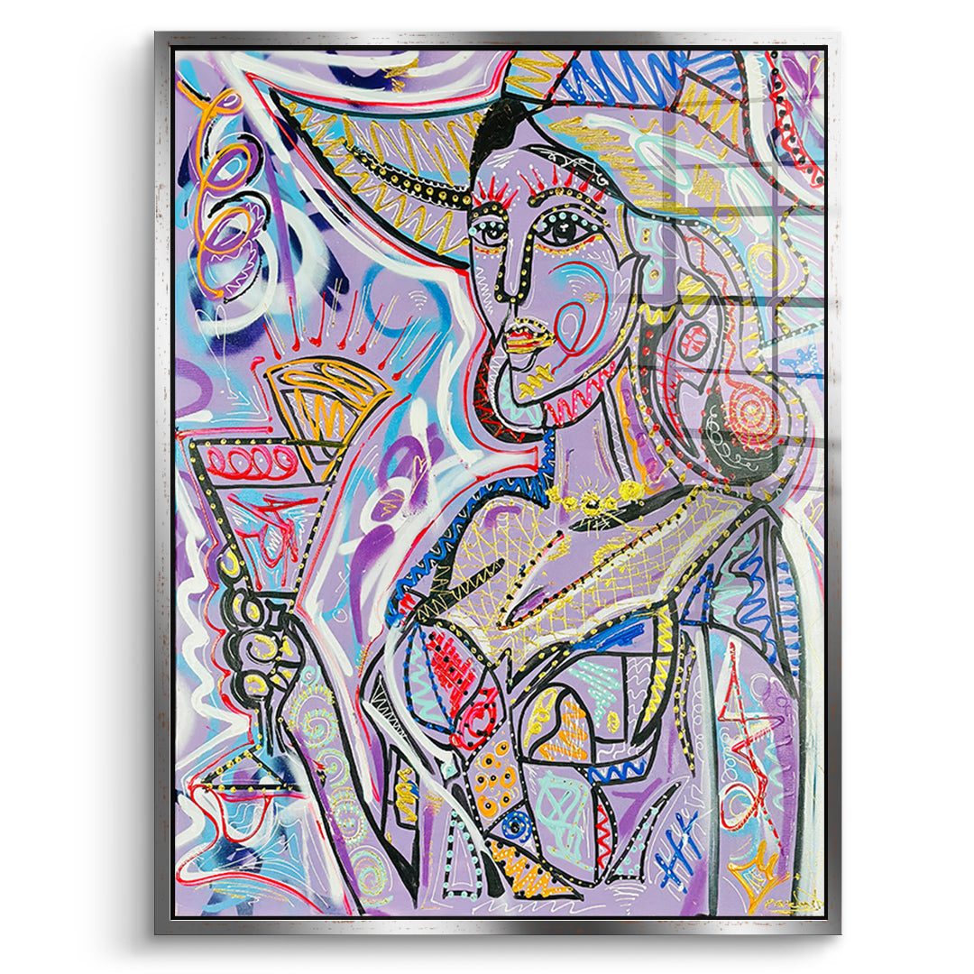 DOTCOMCANVAS Acrylglasbild Cubist Cocktail Hour im silbernen Premium-Rahmen