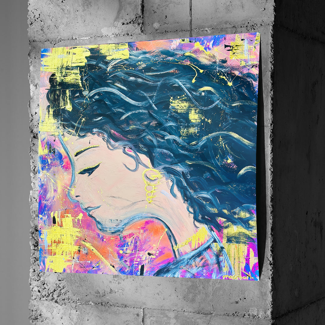 Poster Midnight Waves an einer Betonwand