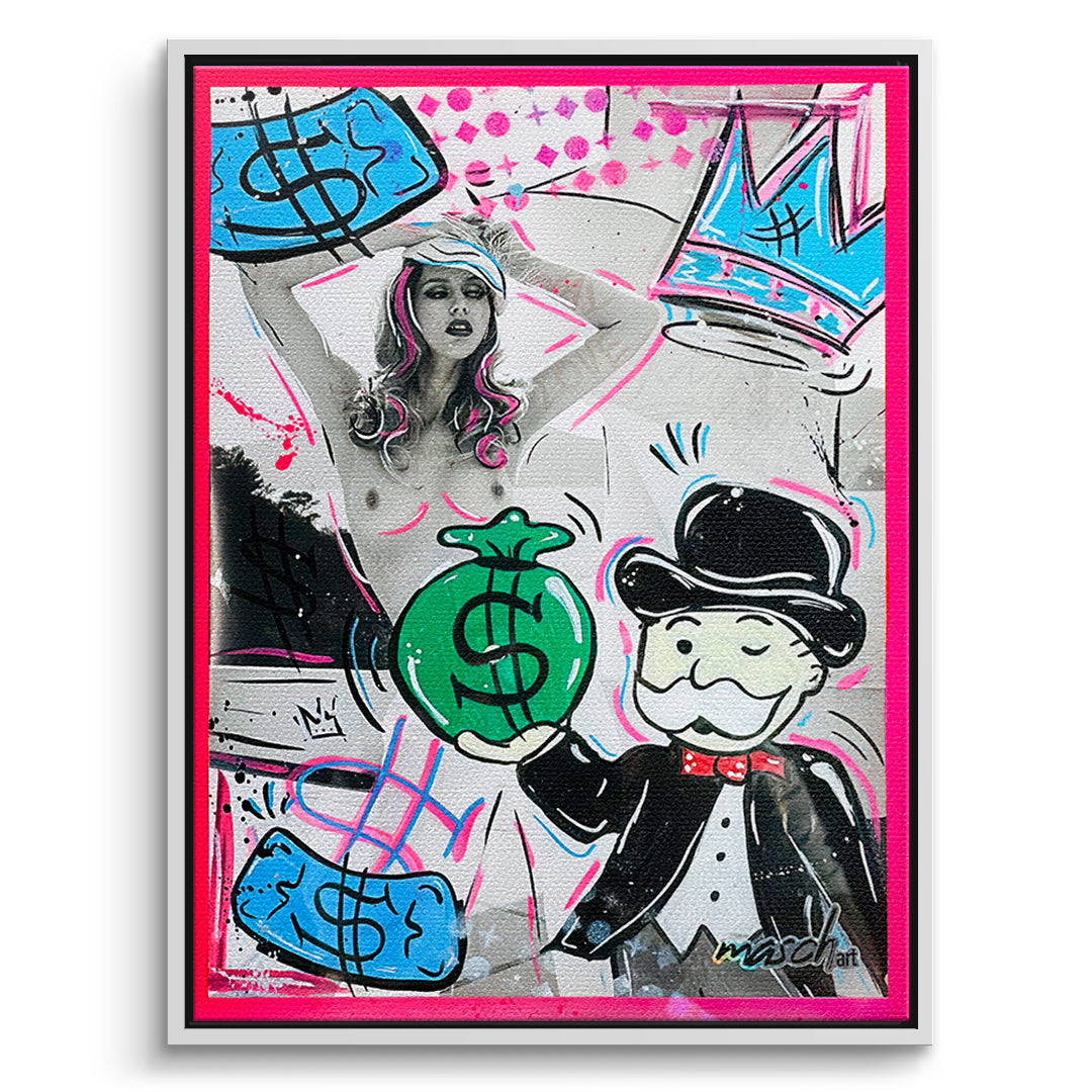 DOTCOMCANVAS Leinwandbild Money Talks im weißen Premium-Rahmen