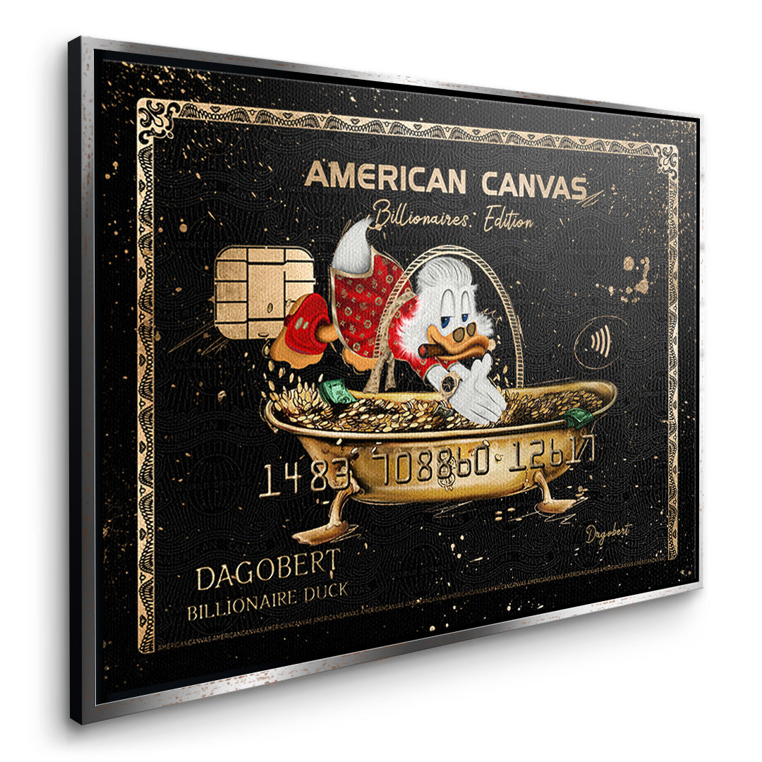 Seitenansicht des Leinwandbilds American Canvas Billionaires Edition im silbernen Rahmen