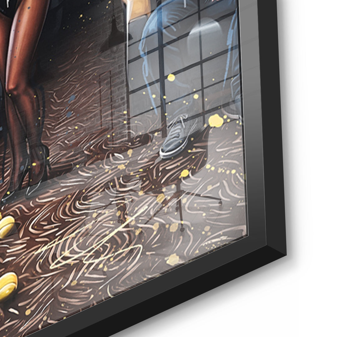 Detailaufnahme des 5mm Acrylglases, Jet Friends im schwarzen Rahmen