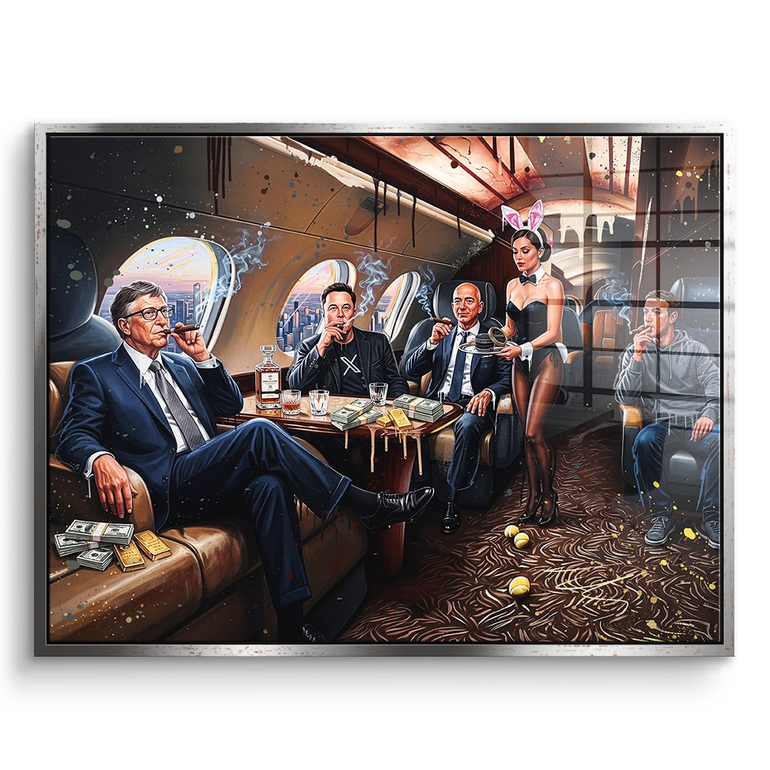 DOTCOMCANVAS Acrylglasbild Jet Friends im silbernen Premium-Rahmen