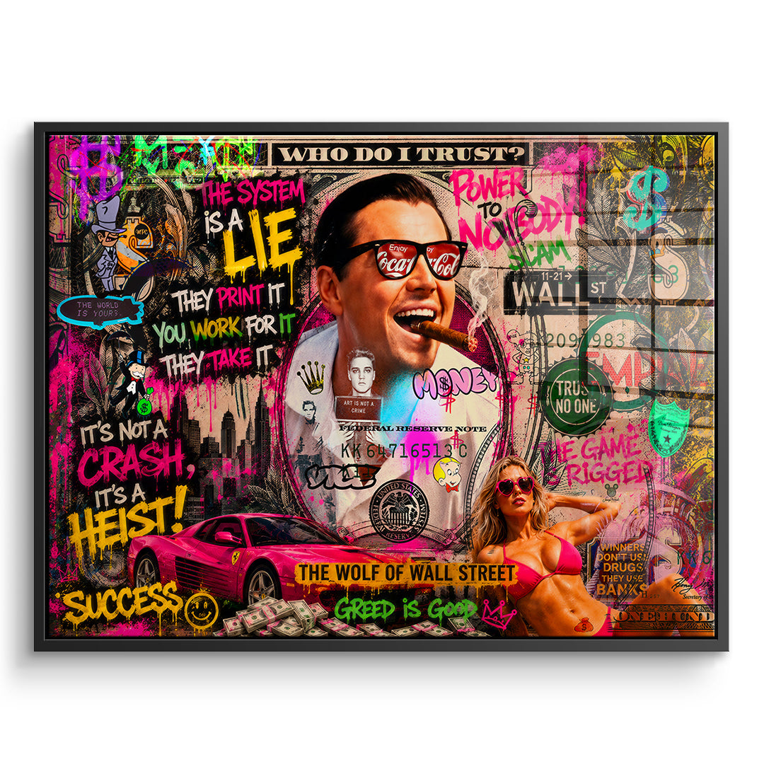 DOTCOMCANVAS Acrylglasbild Its A Heist im schwarzen Premium-Rahmen