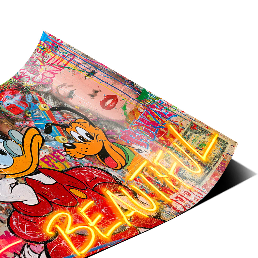 Eckdetail des Posters Life Is Beautiful Graffiti, Nahaufnahme