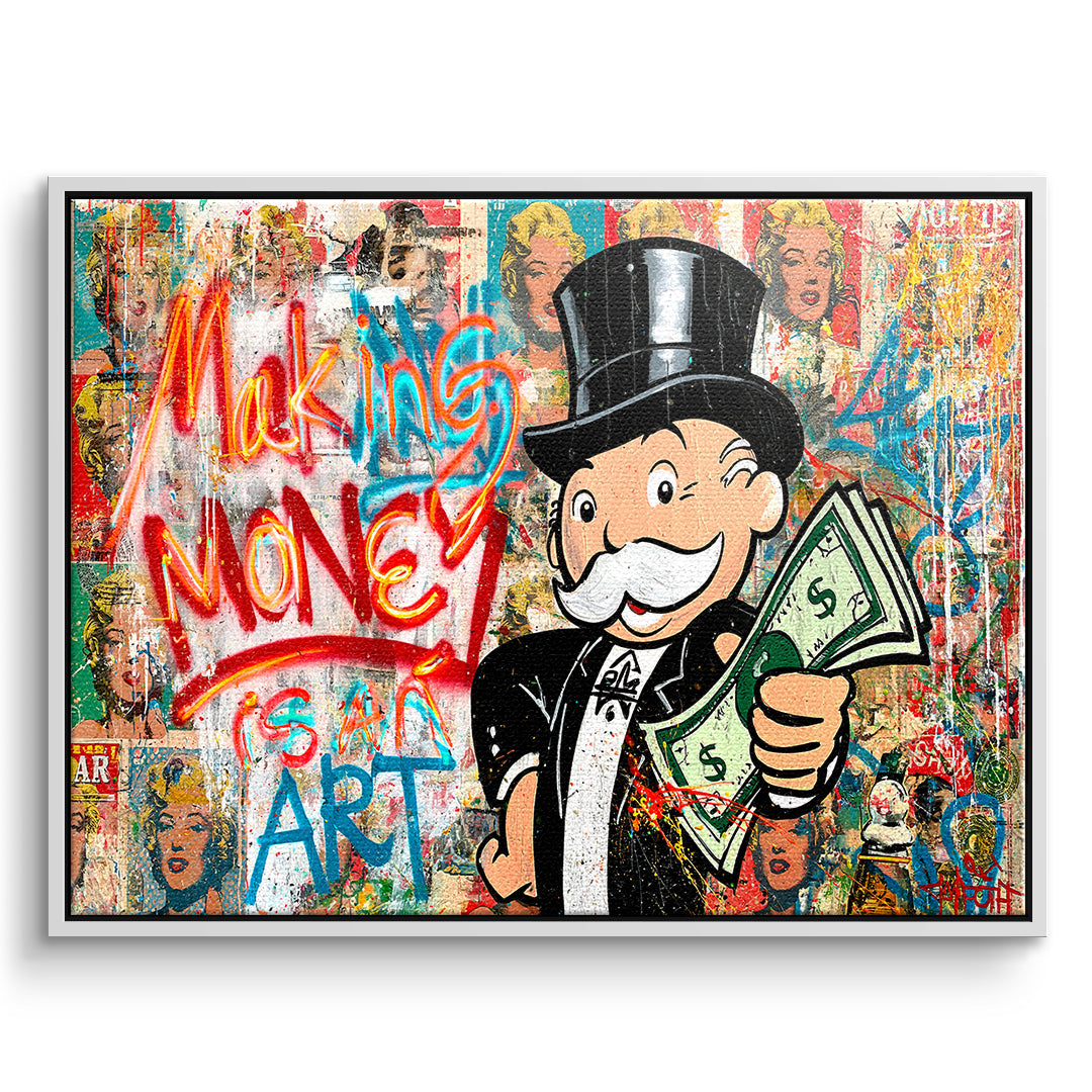 DOTCOMCANVAS Leinwandbild Making Money Is An Art Graffiti im weißen Premium-Rahmen