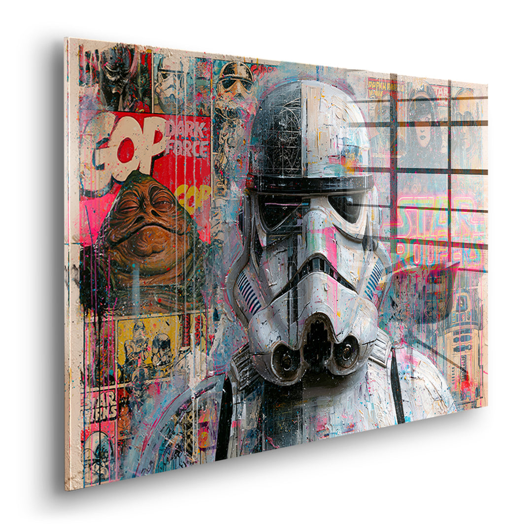 Seitenansicht des Acrylglasbilds Neon Trooper ohne Rahmen
