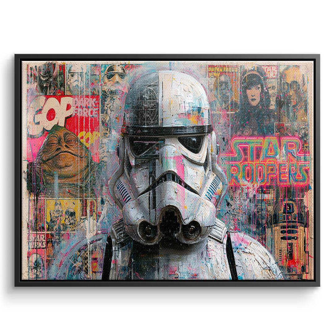 DOTCOMCANVAS Leinwandbild Neon Trooper im schwarzen Premium-Rahmen