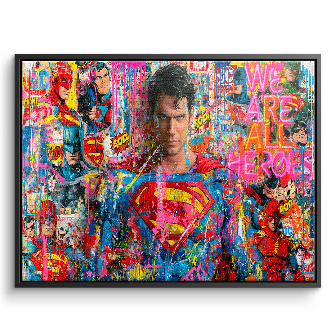 DOTCOMCANVAS Leinwandbild We Are All Heroes im schwarzen Premium-Rahmen