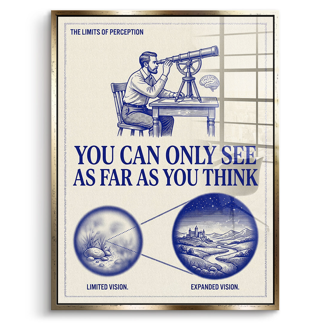 DOTCOMCANVAS Acrylglasbild See As Far As You Think im goldenen Premium-Rahmen