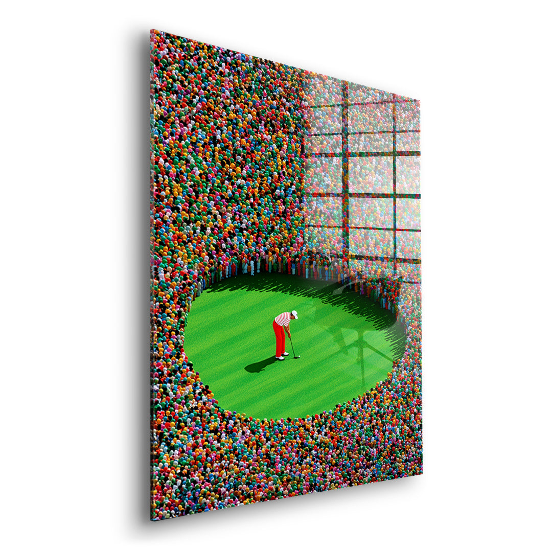 Seitenansicht des Acrylglasbilds The Final Putt ohne Rahmen