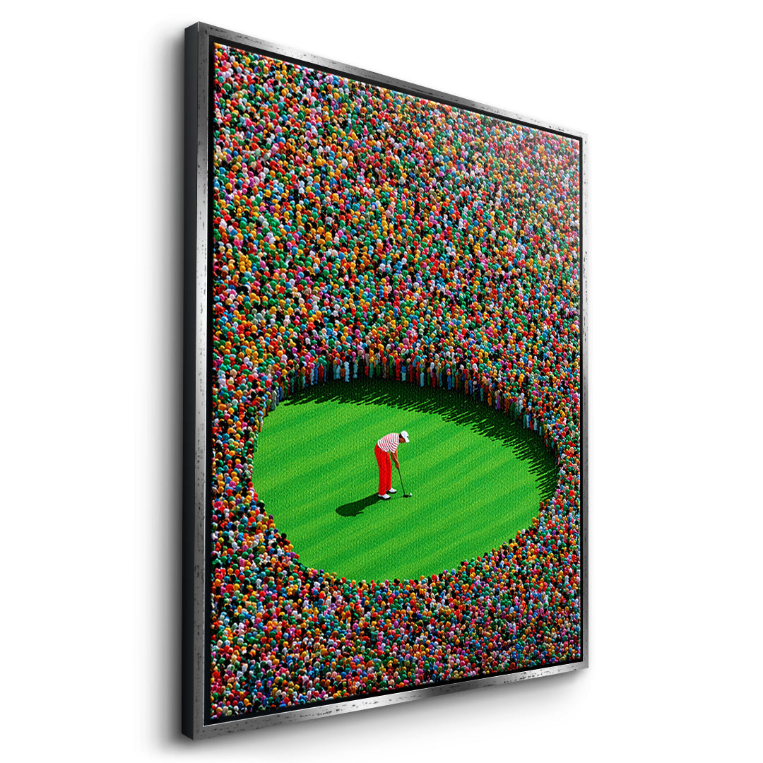 Seitenansicht des Leinwandbilds The Final Putt im silbernen Rahmen